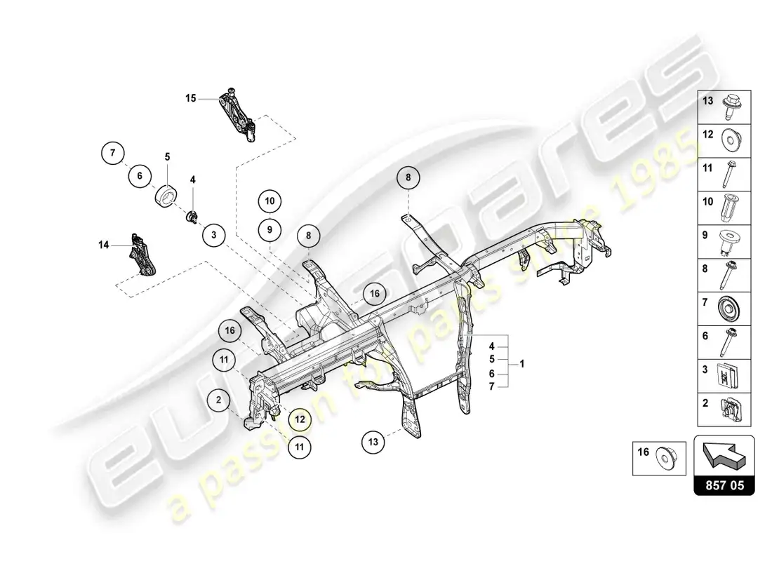lamborghini urus performante (2024) cross member for dash panel parts diagram