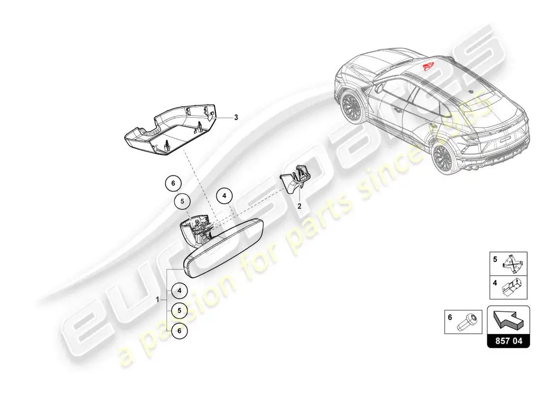 lamborghini urus performante (2024) interior mirror parts diagram