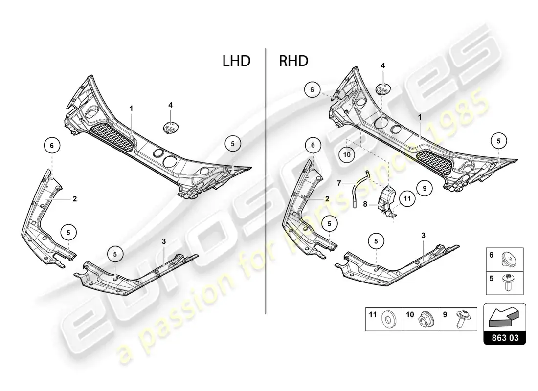 lamborghini tecnica (2023) front end cover parts diagram