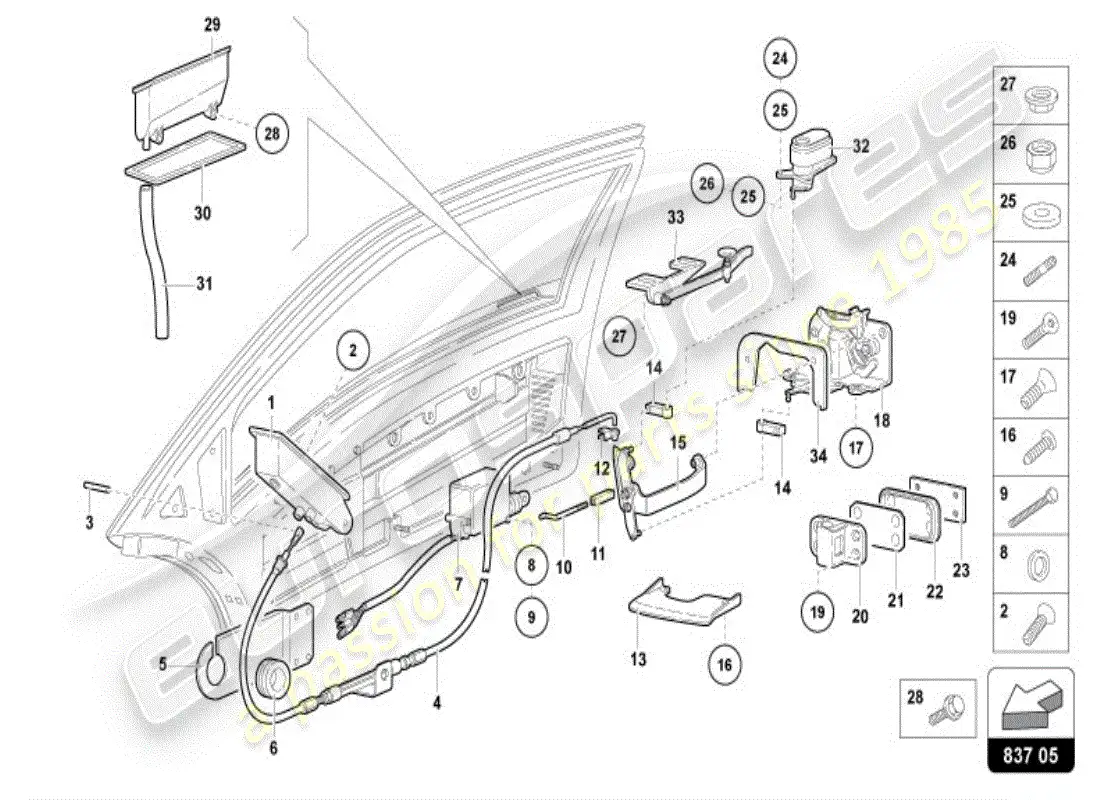 lamborghini diablo vt (1996) door parts diagram