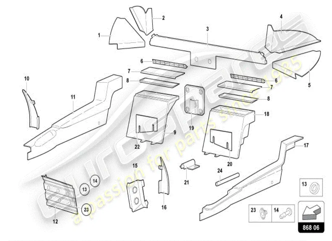 lamborghini diablo vt (1995) interior decor parts diagram