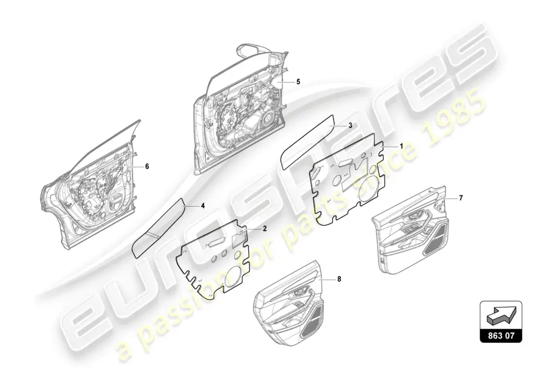 lamborghini urus s (2023) sound absorber piece parts diagram