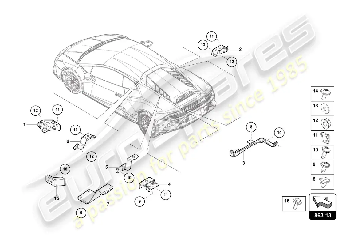lamborghini evo coupe 2wd (2023) securing parts for engine parts diagram