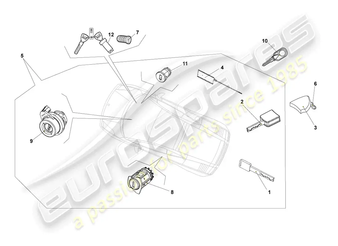 lamborghini lp550-2 spyder (2012) lock cylinders parts diagram