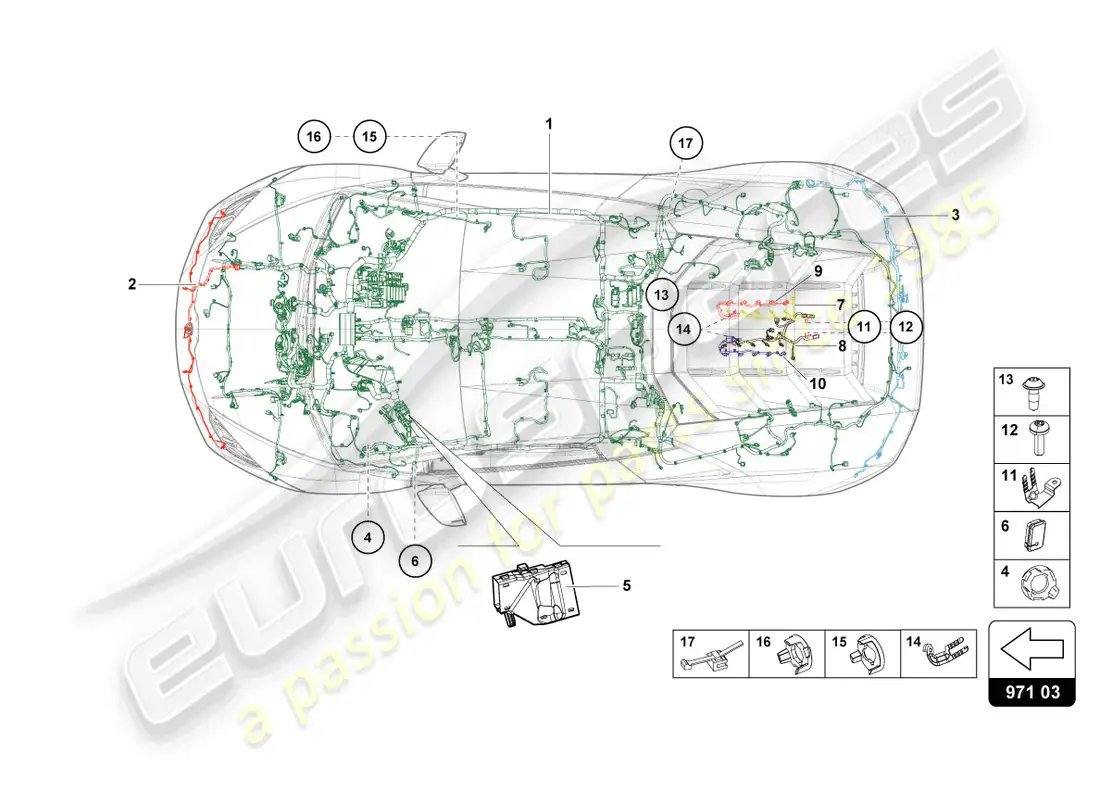 lamborghini evo coupe 2wd (2023) wiring center parts diagram