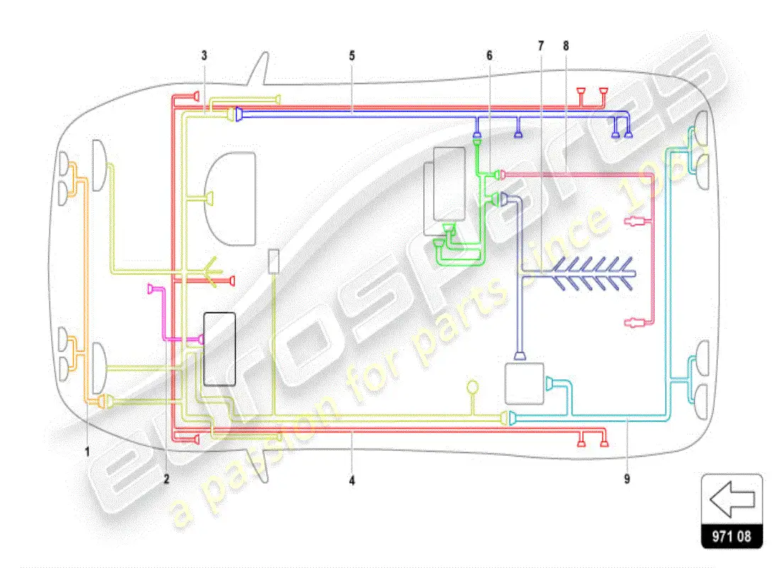 lamborghini diablo vt (1995) electrical system parts diagram