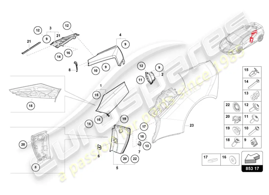 lamborghini tecnica (2023) cover panel parts diagram