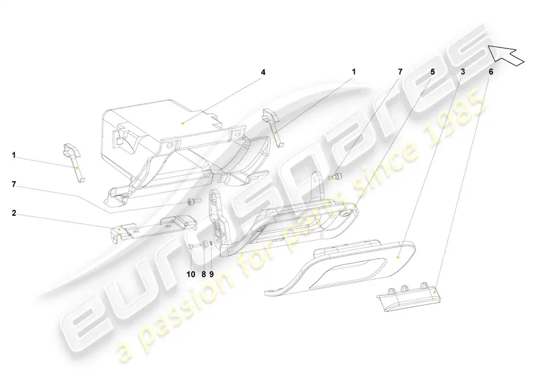 lamborghini gallardo coupe (2004) glove compartment parts diagram
