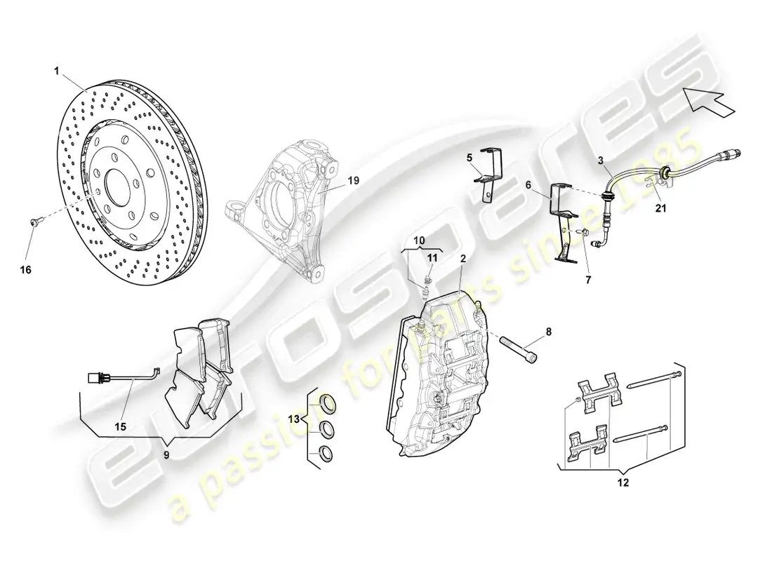 lamborghini lp570-4 sl (2011) disc brake front parts diagram