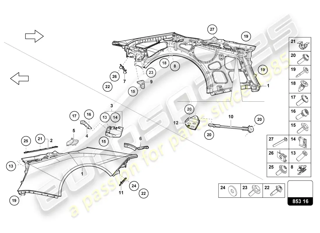 lamborghini tecnica (2023) wing parts diagram