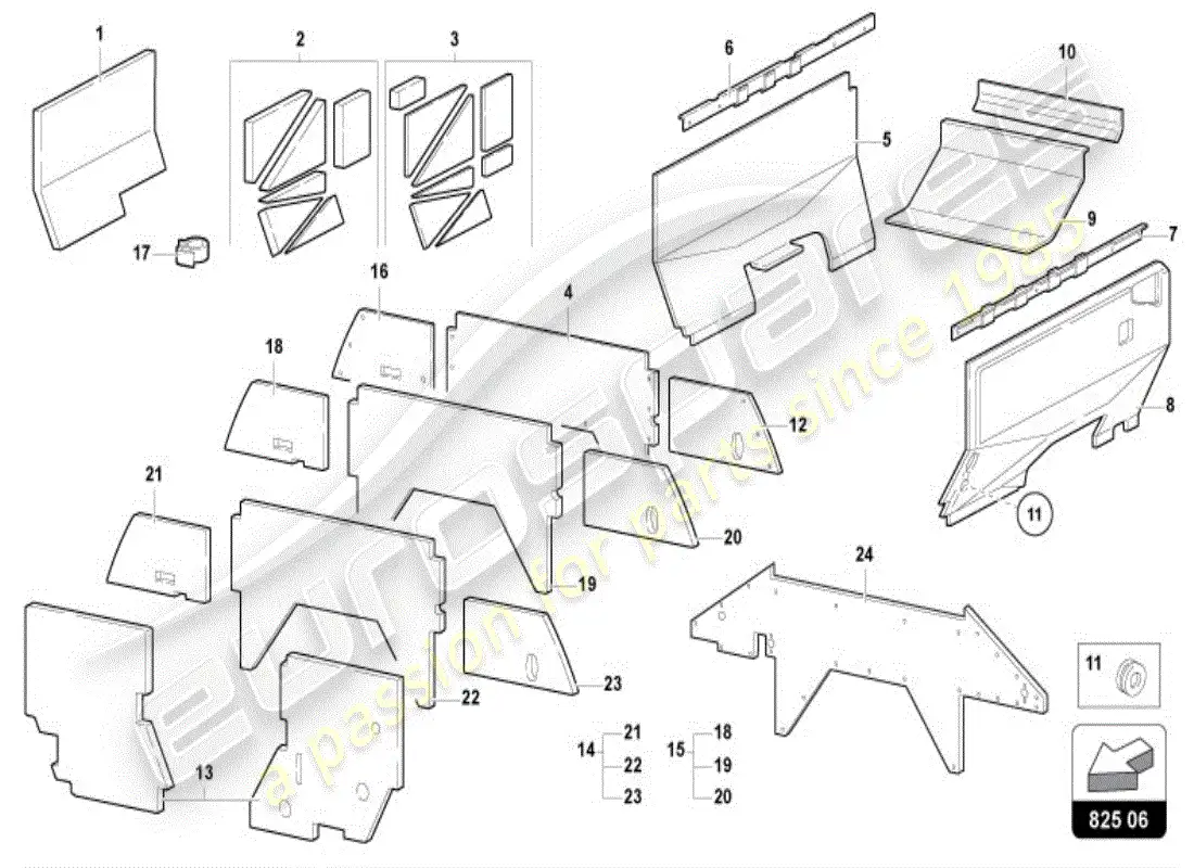 lamborghini diablo vt (1998) engine insulation parts diagram