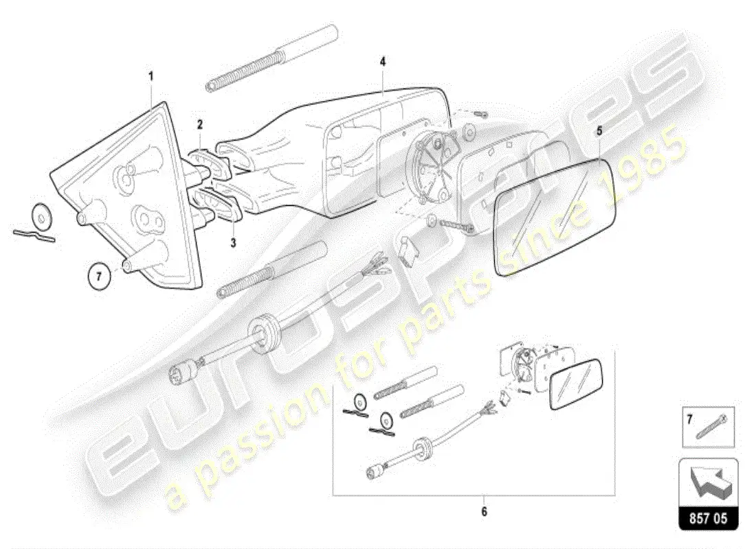 lamborghini diablo vt (1998) exterior mirror parts diagram