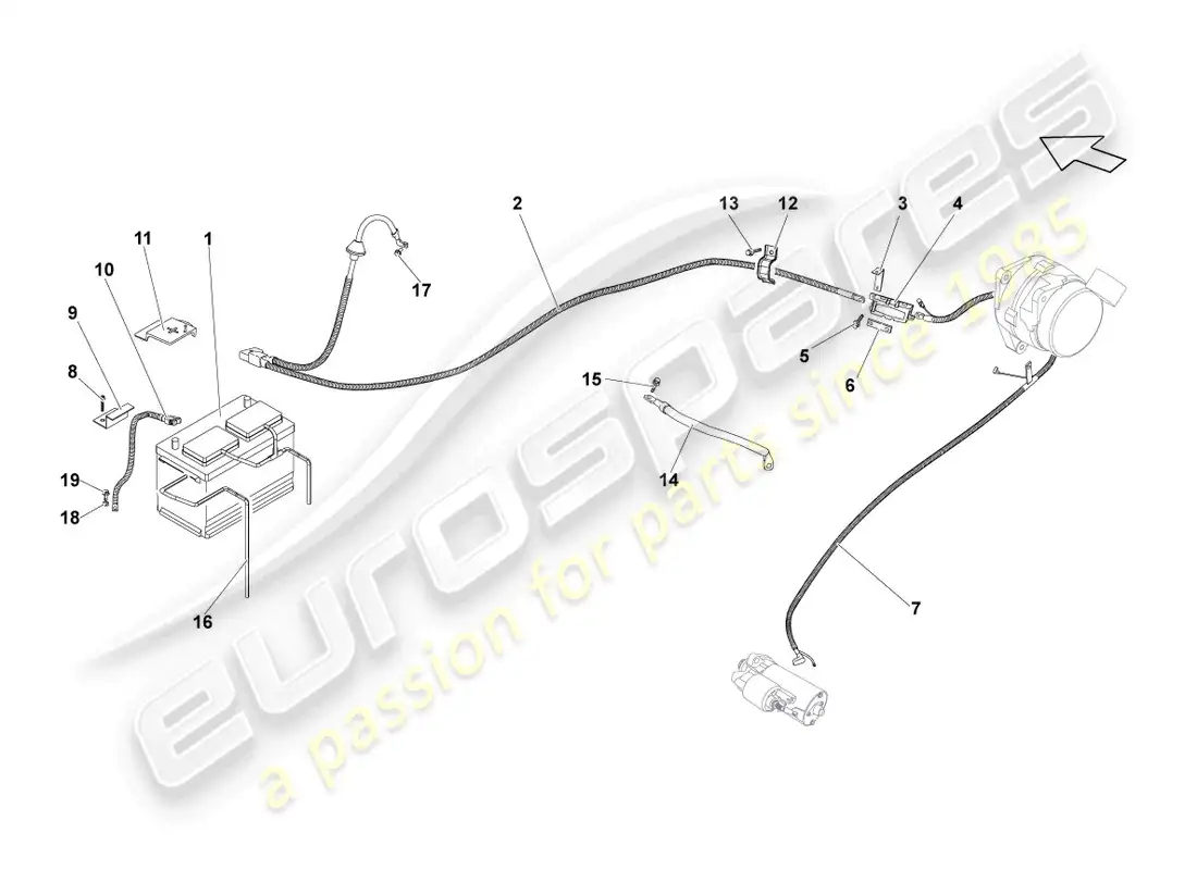 lamborghini lp560-4 coupe fl ii (2014) battery parts diagram