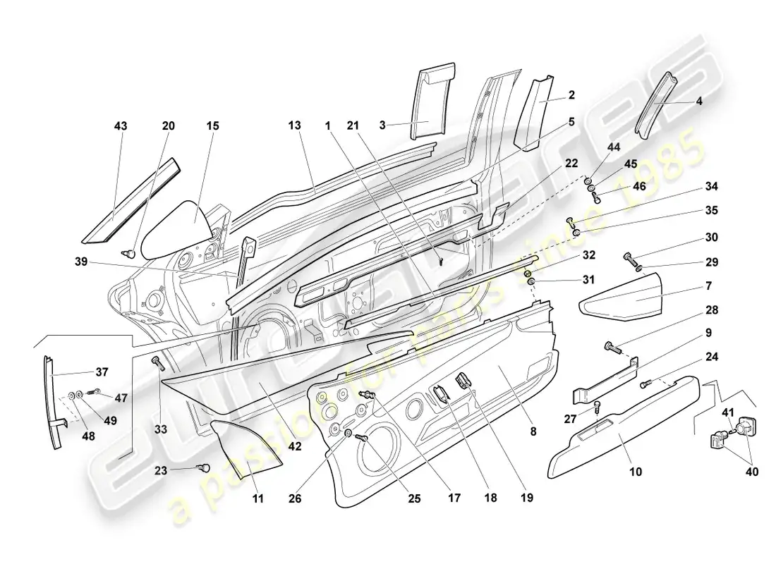 lamborghini lp640 roadster (2007) window guide parts diagram