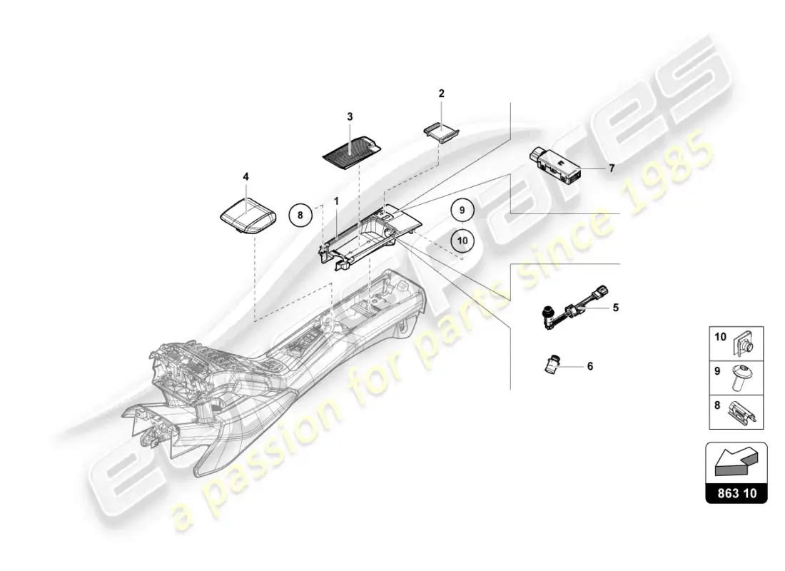 lamborghini tecnica (2023) stowage compartment parts diagram