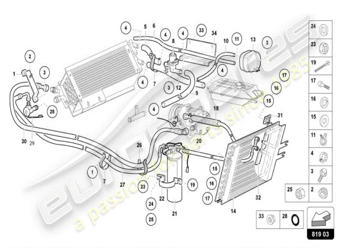 lamborghini diablo vt (1995) heating, air cond. system parts diagram