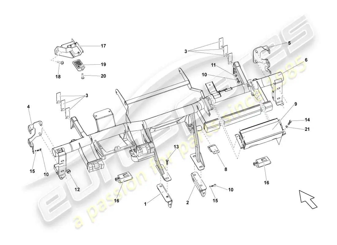 lamborghini lp550-2 spyder (2012) cross member for dash panel parts diagram