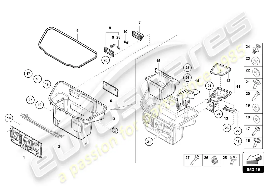 lamborghini sto (2024) luggage compartment lining parts diagram