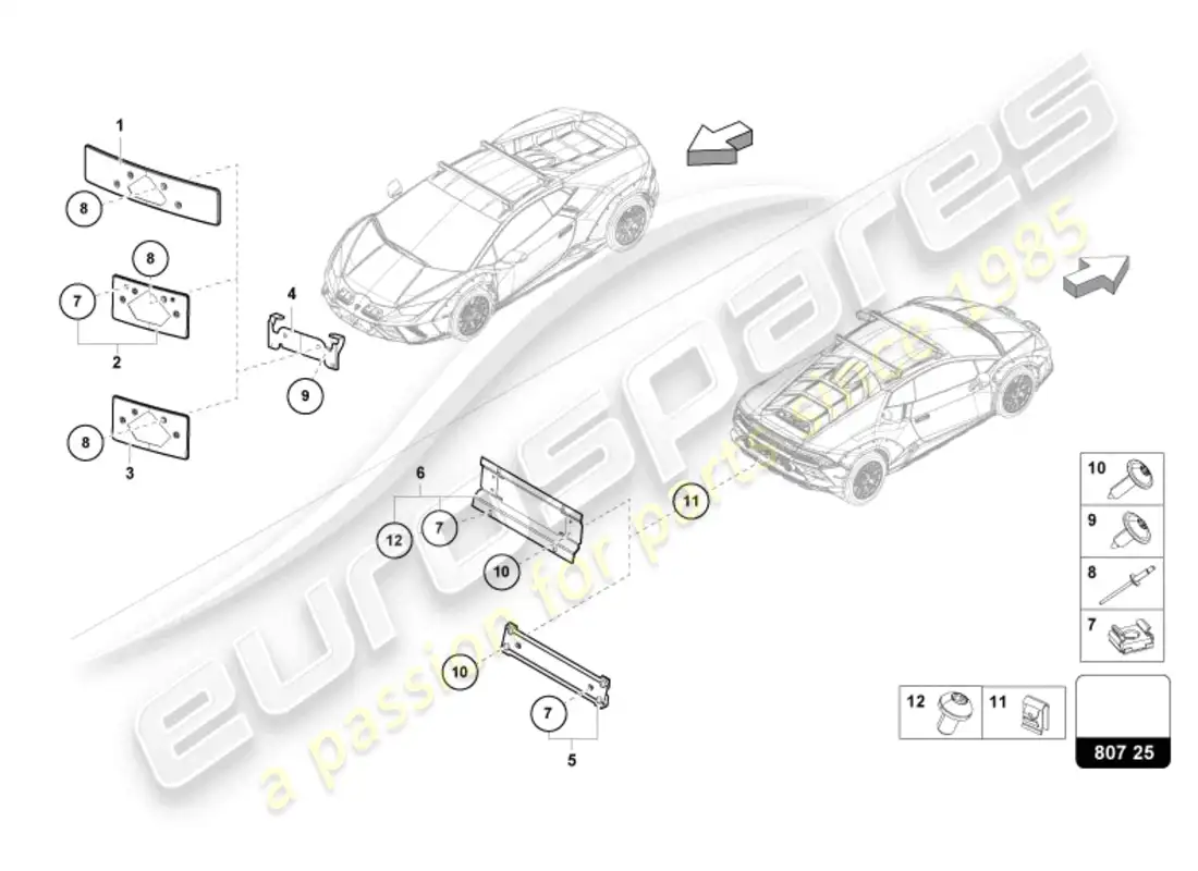 lamborghini sterrato (2024) licence plate holder parts diagram