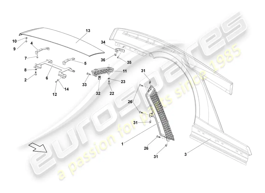 lamborghini blancpain sts (2013) wing rear parts diagram