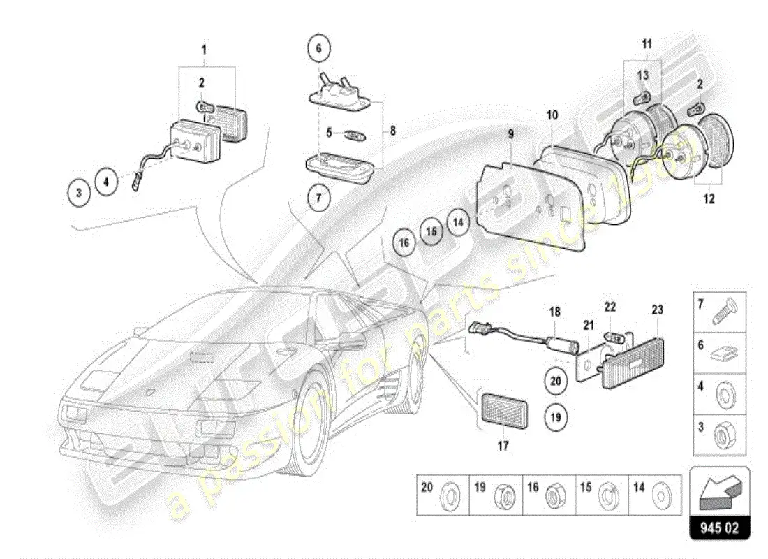 lamborghini diablo vt (1996) tail light rear parts diagram
