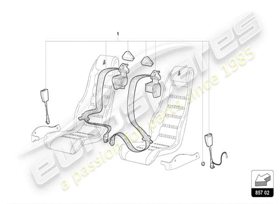 lamborghini diablo vt (1995) seat belts parts diagram