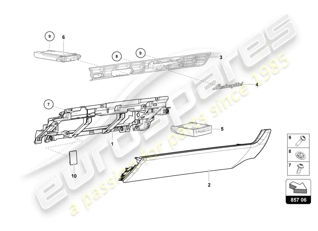 lamborghini sto (2024) glove box parts diagram