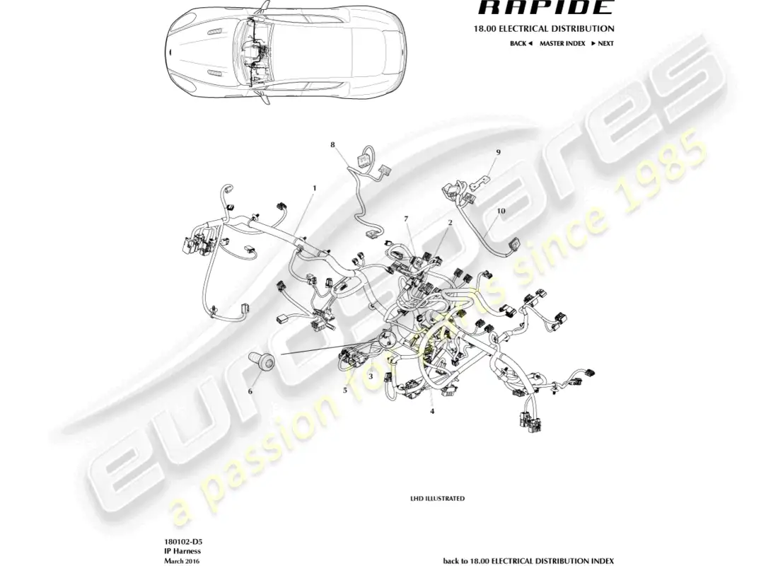 aston martin rapide (2012) ip harness parts diagram