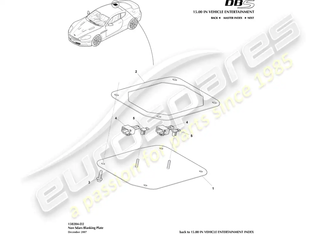 aston martin dbs (2012) non sdars blanking plate parts diagram