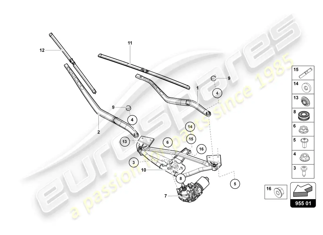 lamborghini sian roadster (2021) windshield wiper parts diagram