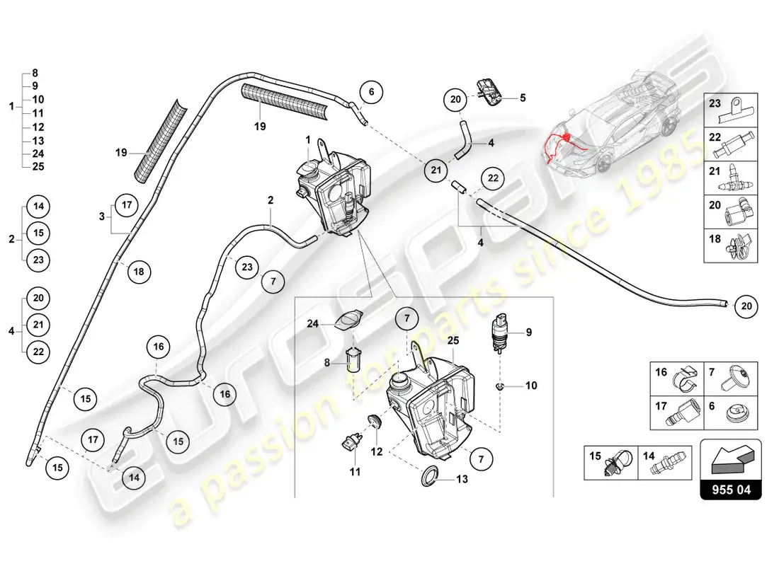 lamborghini sto (2021) headlight washer system part diagram