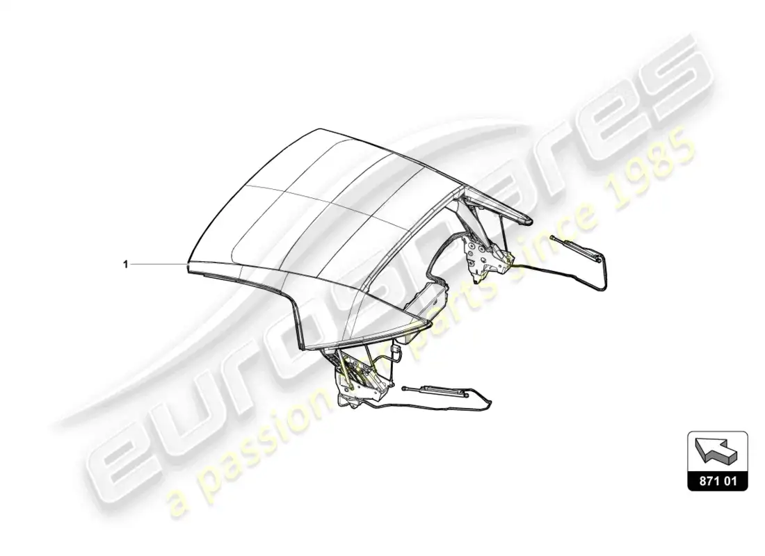 lamborghini evo spyder (2021) cabrio roof parts diagram