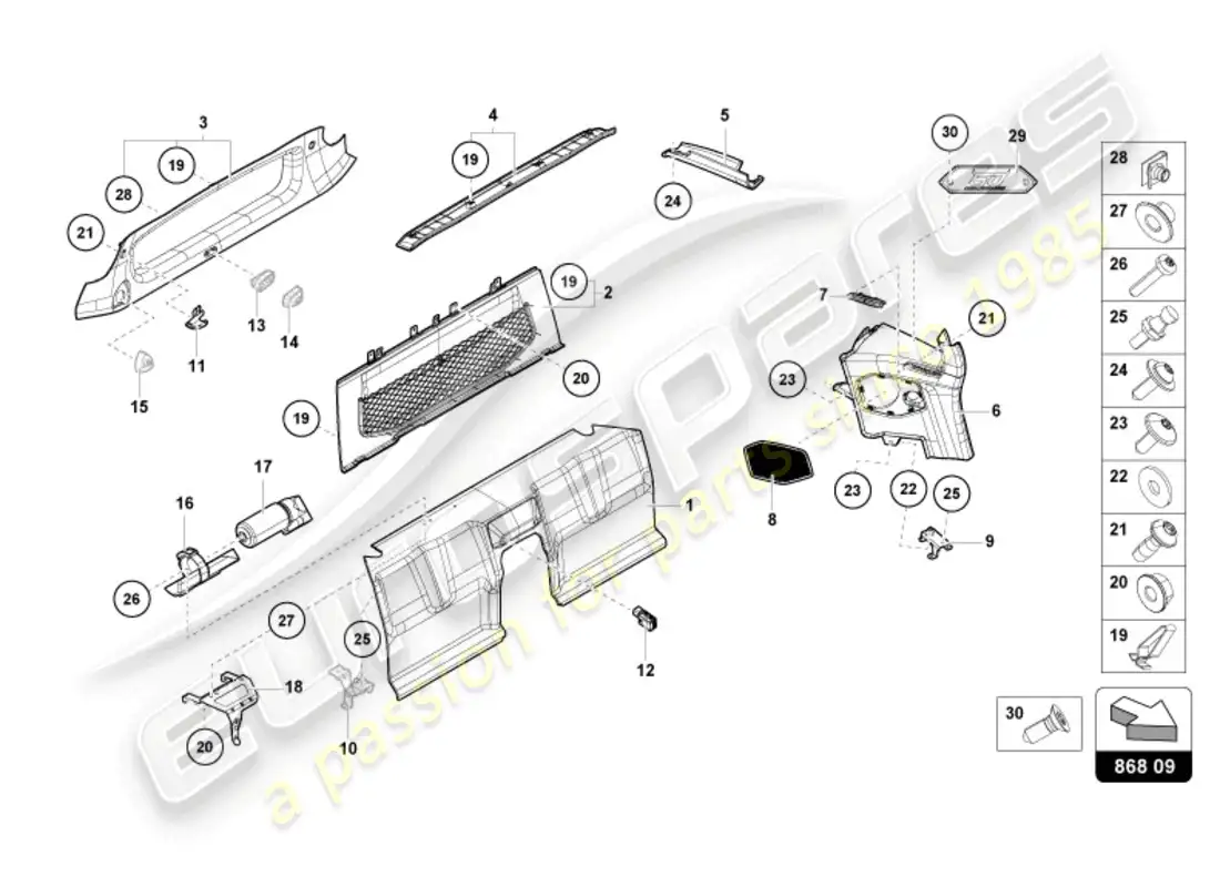 lamborghini sto (2023) rear compartment area parts diagram