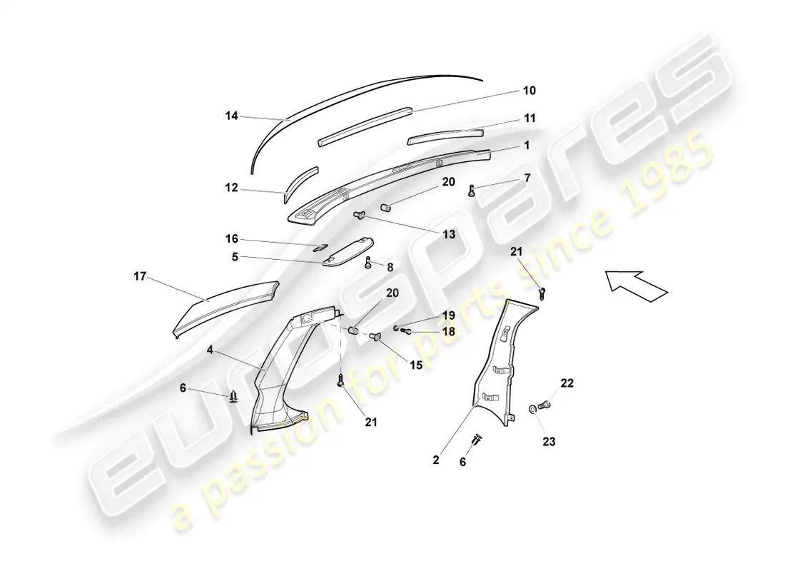 lamborghini reventon roadster sound absorbers parts diagram