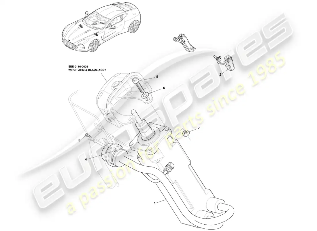 aston martin one-77 (2011) wiper linkage assembly parts diagram