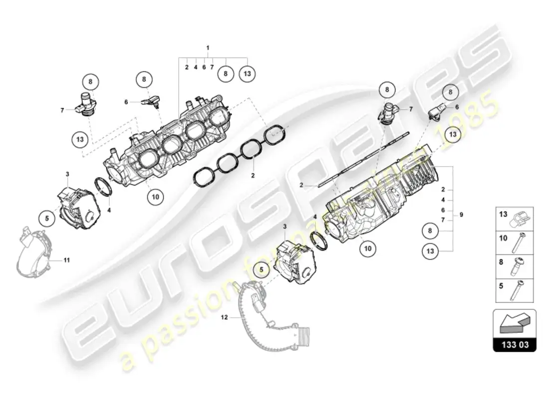 lamborghini urus s (2024) intake manifold parts diagram