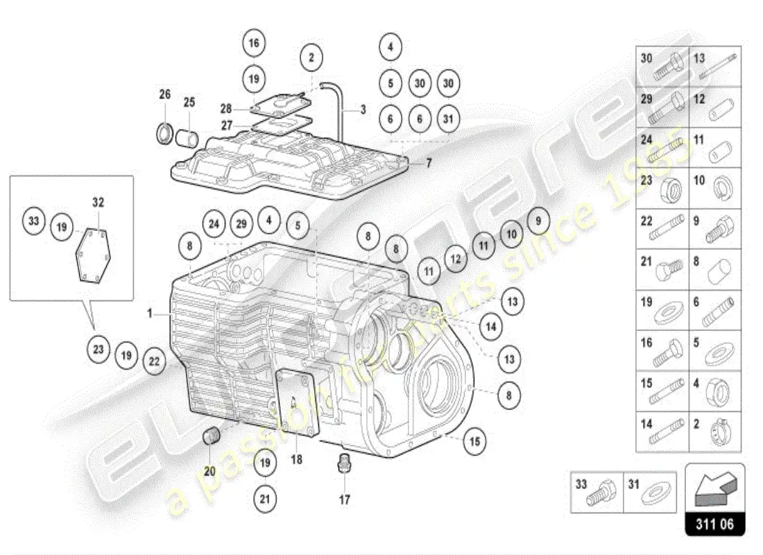 lamborghini diablo vt (1996) gearbox parts diagram
