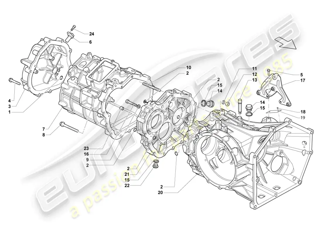 lamborghini lp560-4 spider (2012) gear housing parts diagram