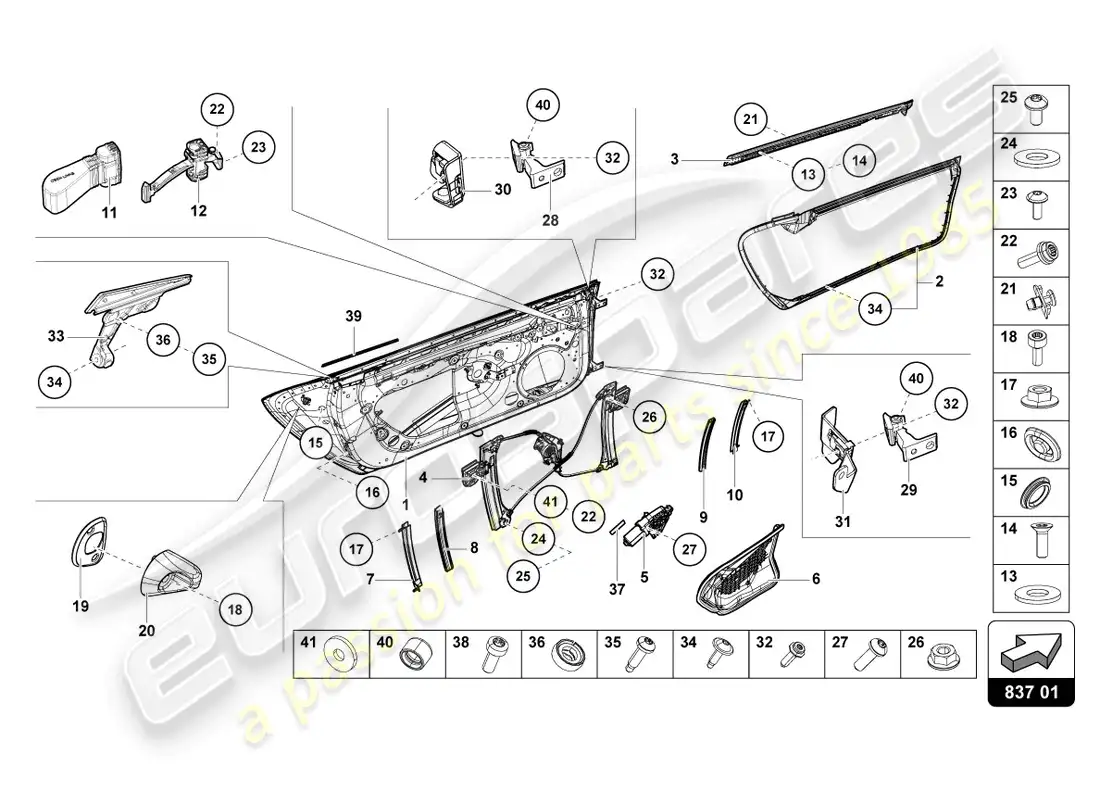 lamborghini evo spyder (2023) doors parts diagram
