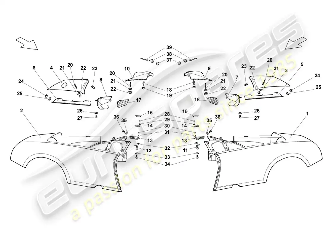lamborghini lp640 roadster (2008) side part rear parts diagram