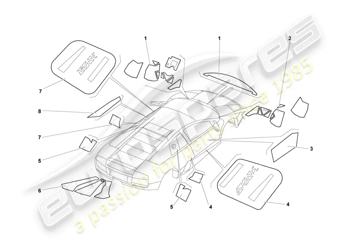 lamborghini reventon roadster flame protection parts diagram