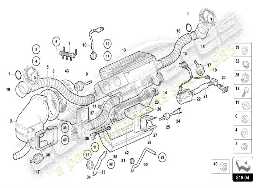 lamborghini diablo vt (1998) air guide channel parts diagram