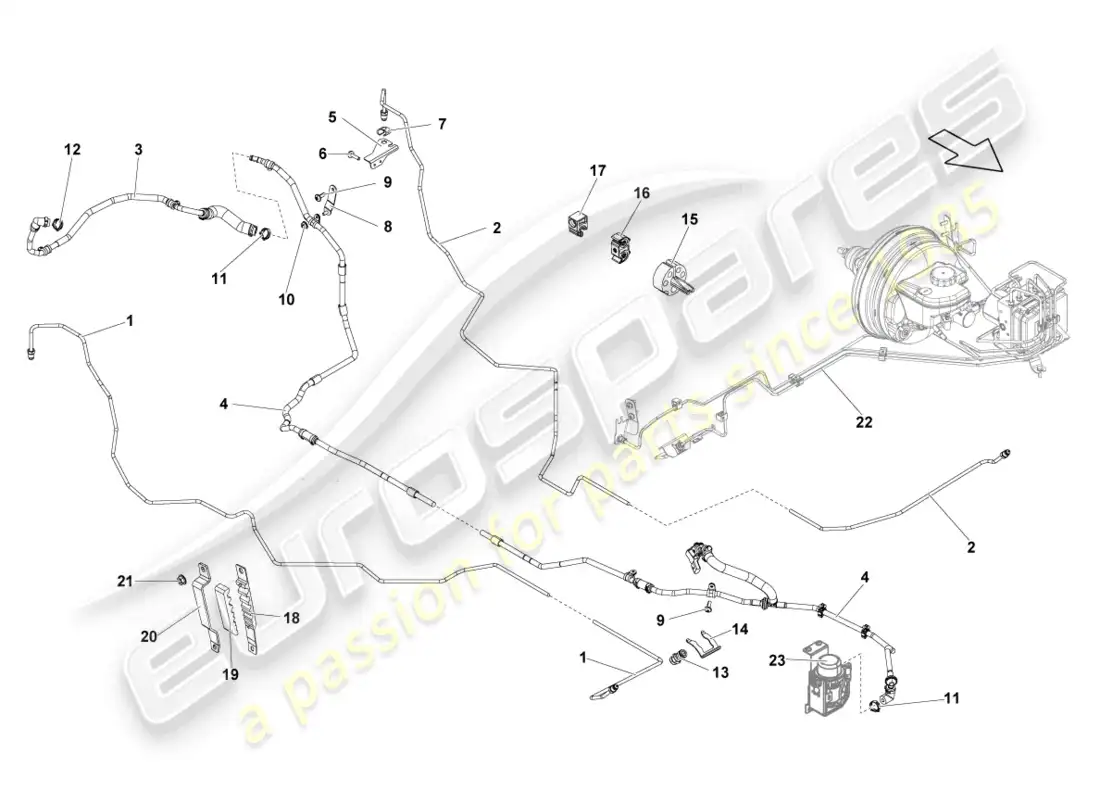 lamborghini lp570-4 sl (2011) brake pipe parts diagram