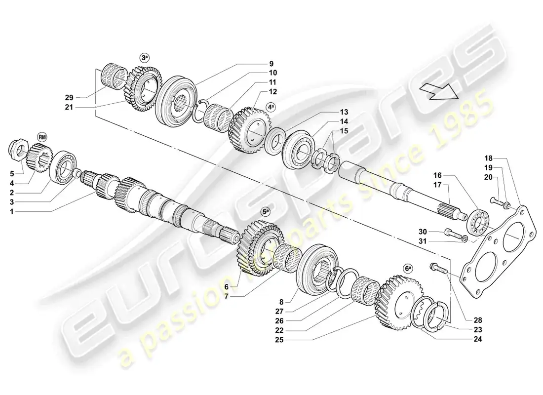 lamborghini lp560-4 spider (2012) input shaft parts diagram