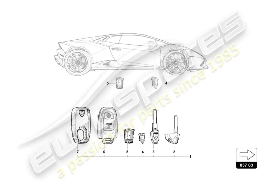 lamborghini sto (2023) lock with keys parts diagram