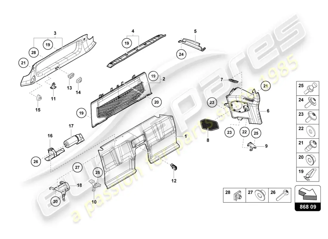 lamborghini sto (2021) rear compartment area parts diagram