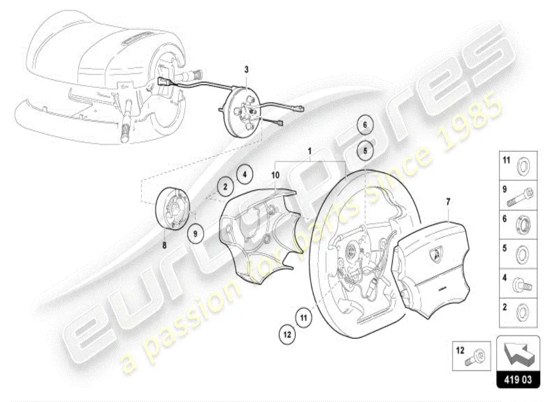 lamborghini diablo vt (1998) steering wheel parts diagram