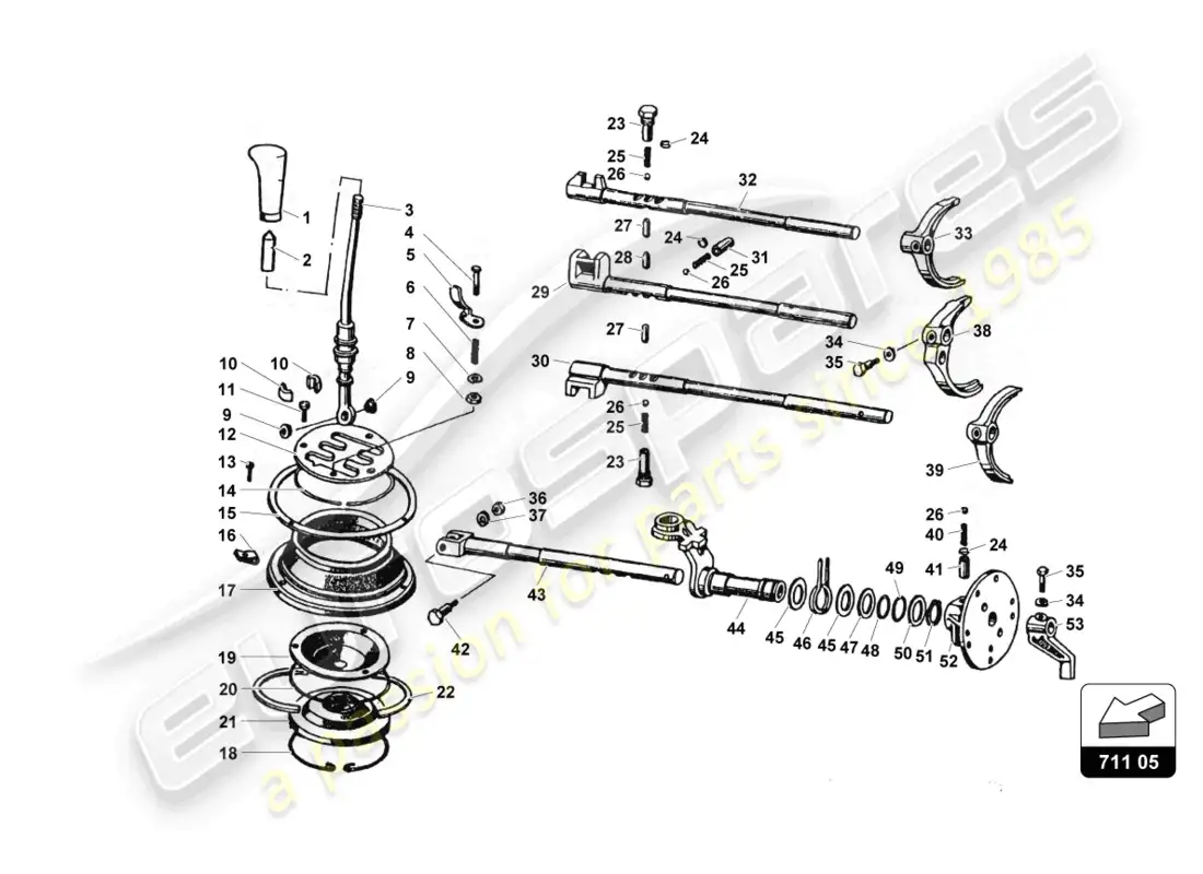 lamborghini countach 25th anniversary (1989) lever set parts diagram