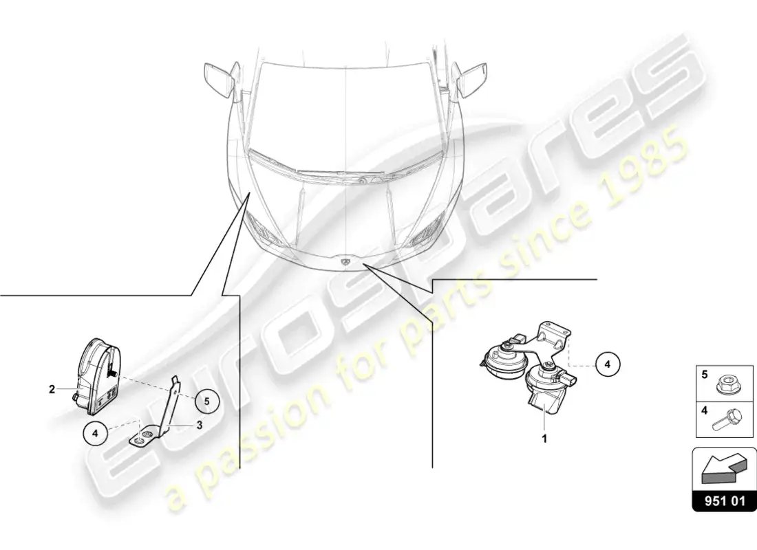 lamborghini evo spyder (2024) signal horn parts diagram