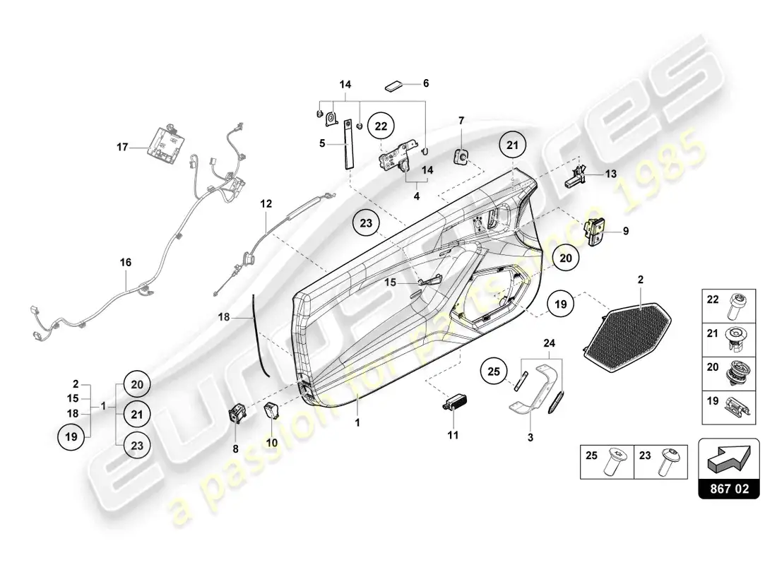 lamborghini sto (2021) door panel parts diagram